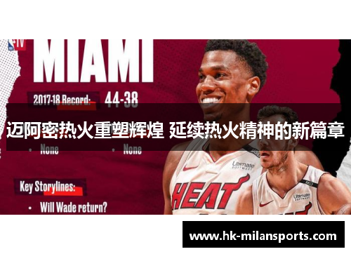 迈阿密热火重塑辉煌 延续热火精神的新篇章 迈阿密热火重塑辉煌 延续热火精神的新篇章